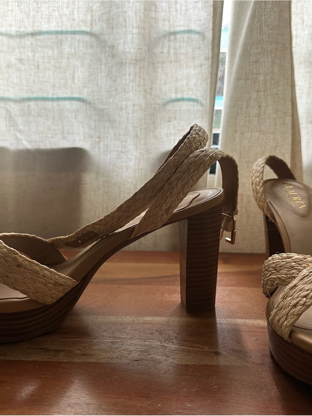 Ralph Lauren Natural Braided Espadrille Platform Sandal - Picture 9 of 11